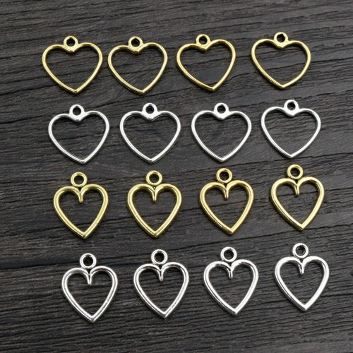 100PCS Hollow Hearts Charms Pendant