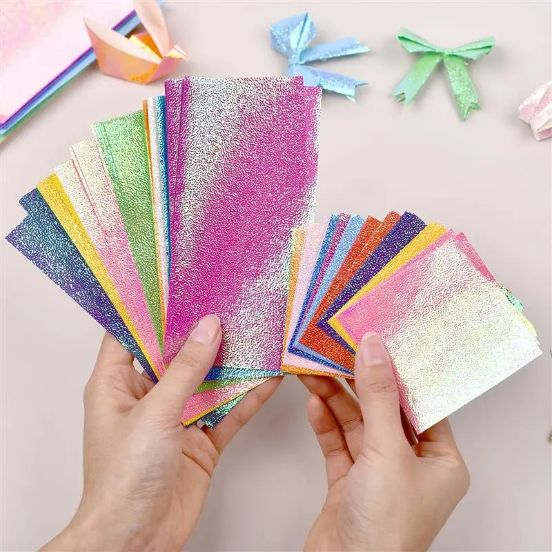 50 pcs - 10 color Square Origami Single-Sided Pearl Paper