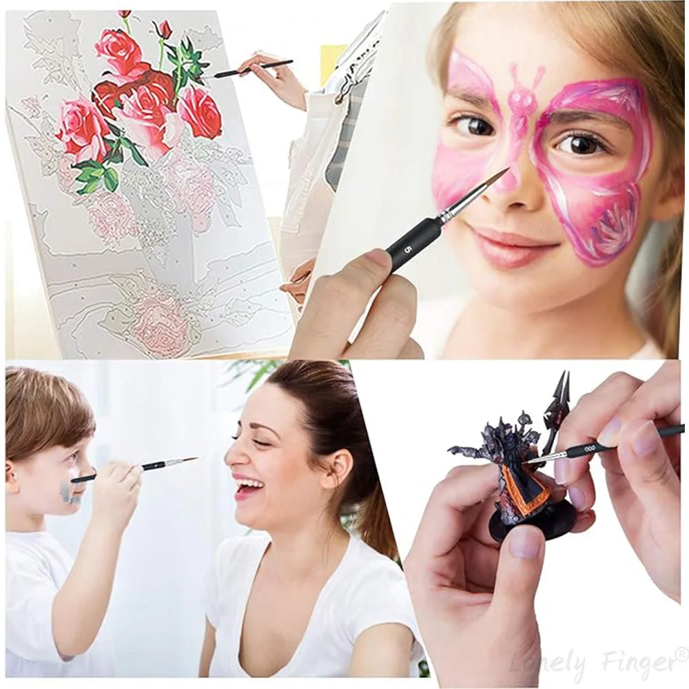 11Pcs Black Detail Paint Brush Set