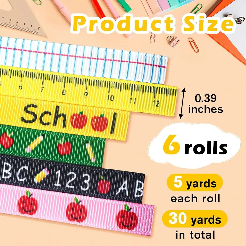 6 PCS Teacher Themed Ribbon