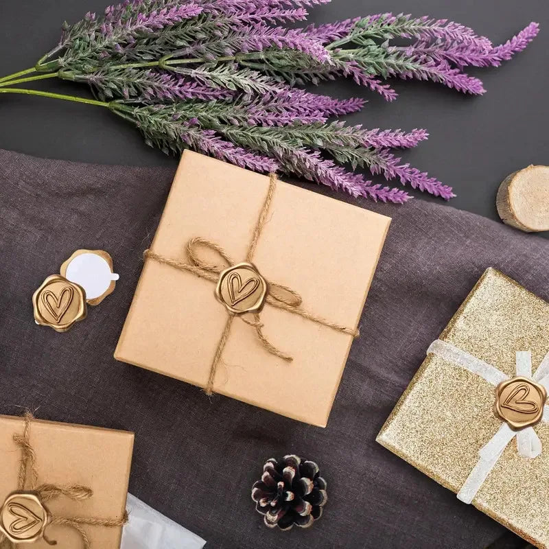 Gold Heart Wax Seal Self-Adhesive Stickers