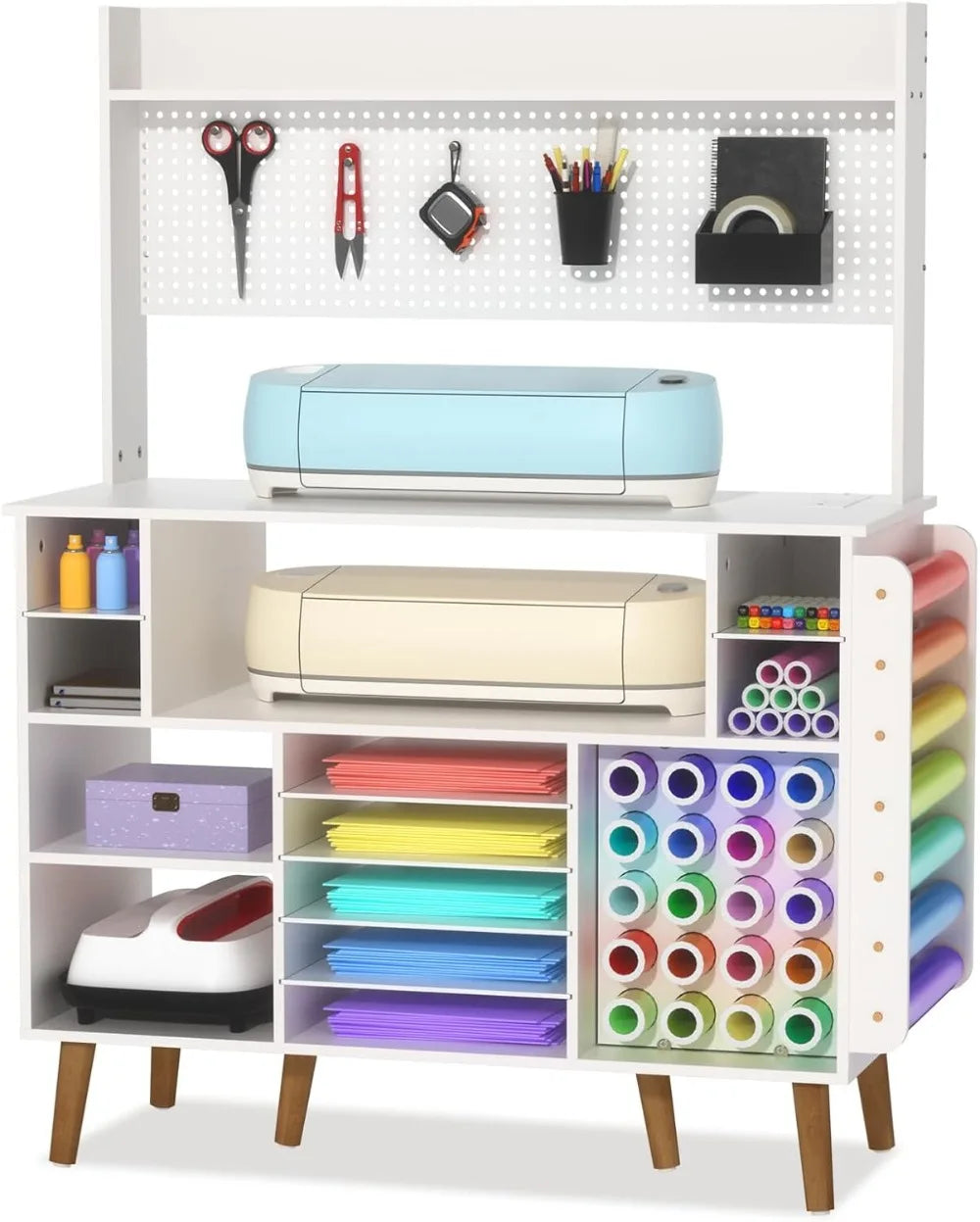 Craft Table with Power Outlet and Storage