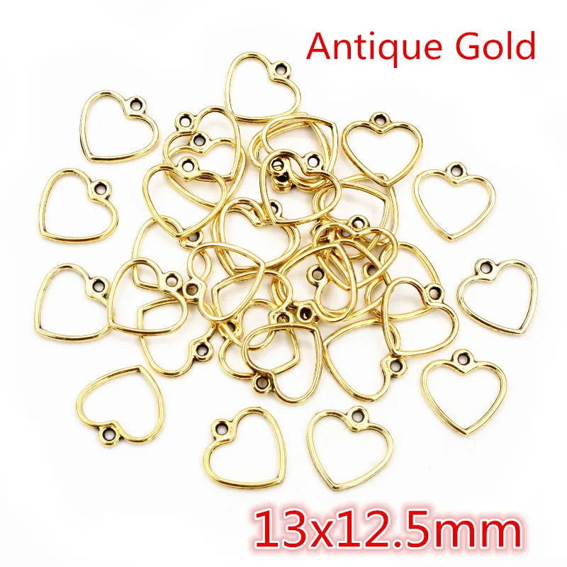 100PCS Hollow Hearts Charms Pendant