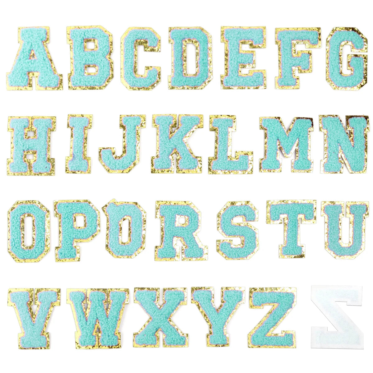 26Pcs English Letter Gold Edged Chenille Patches