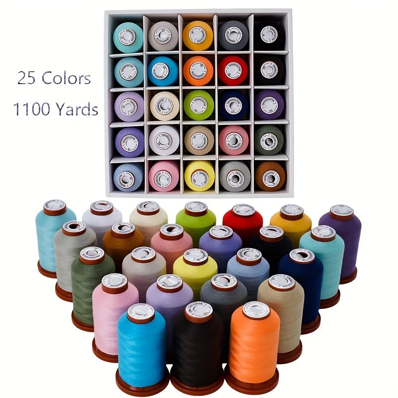 Sewing Thread Kit, 25 Colors 1100 Yards Per Spool