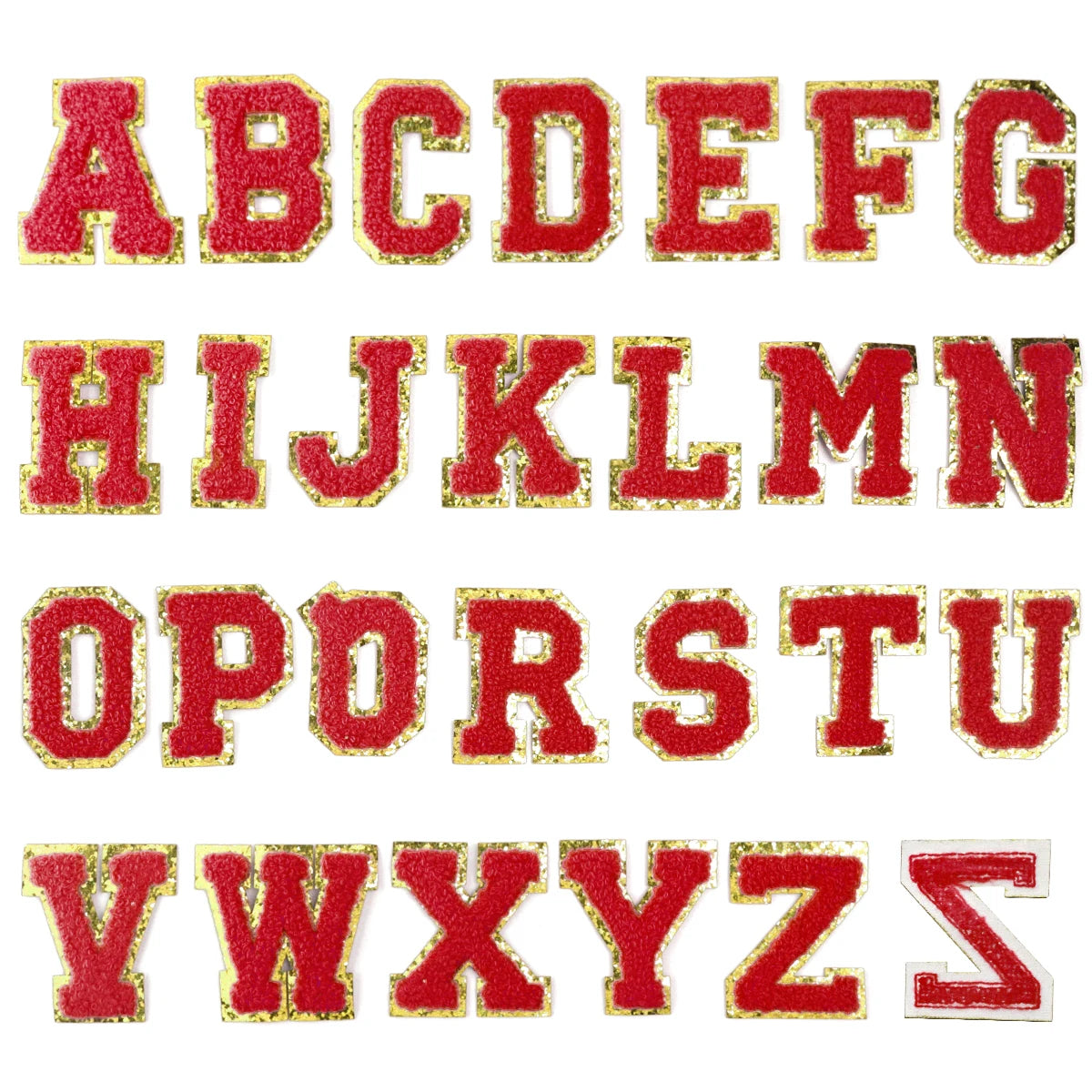 26Pcs English Letter Gold Edged Chenille Patches