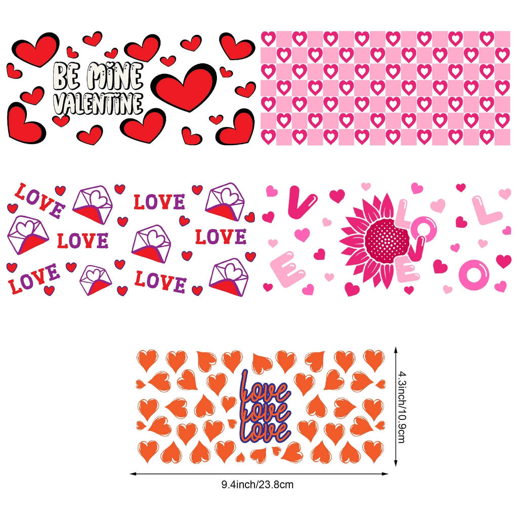 5 sheets DTF Glass Cup Transfer Stickers