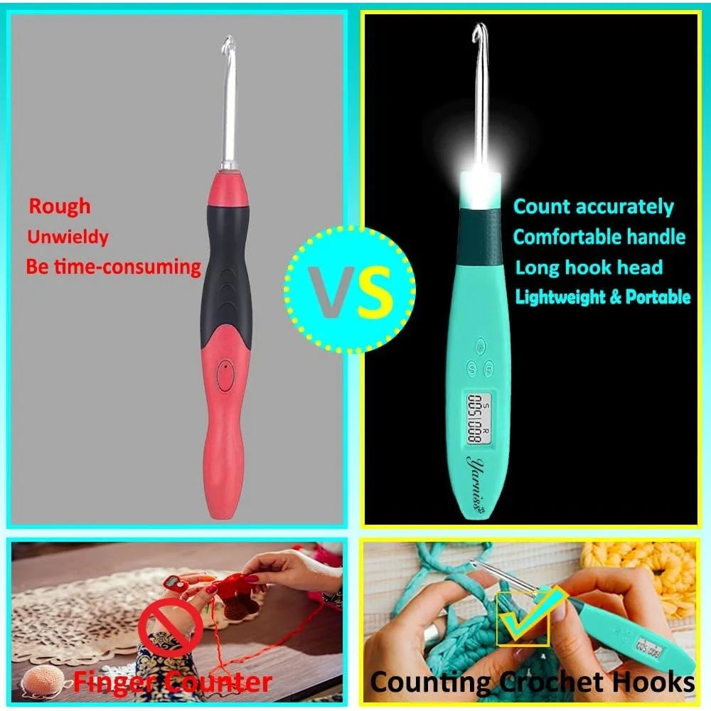 Crochet Hook Set with Digital Counter & Light
