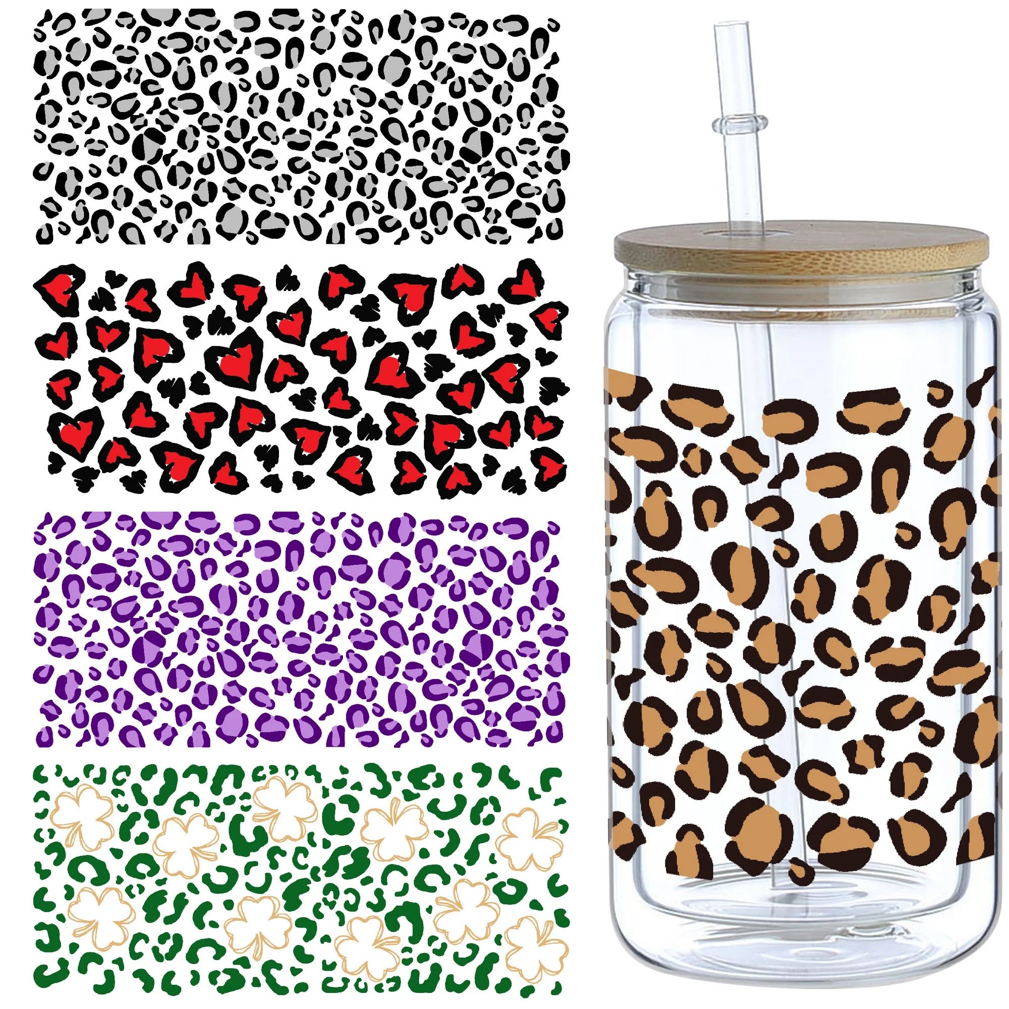 5 sheets DTF Glass Cup Transfer Stickers
