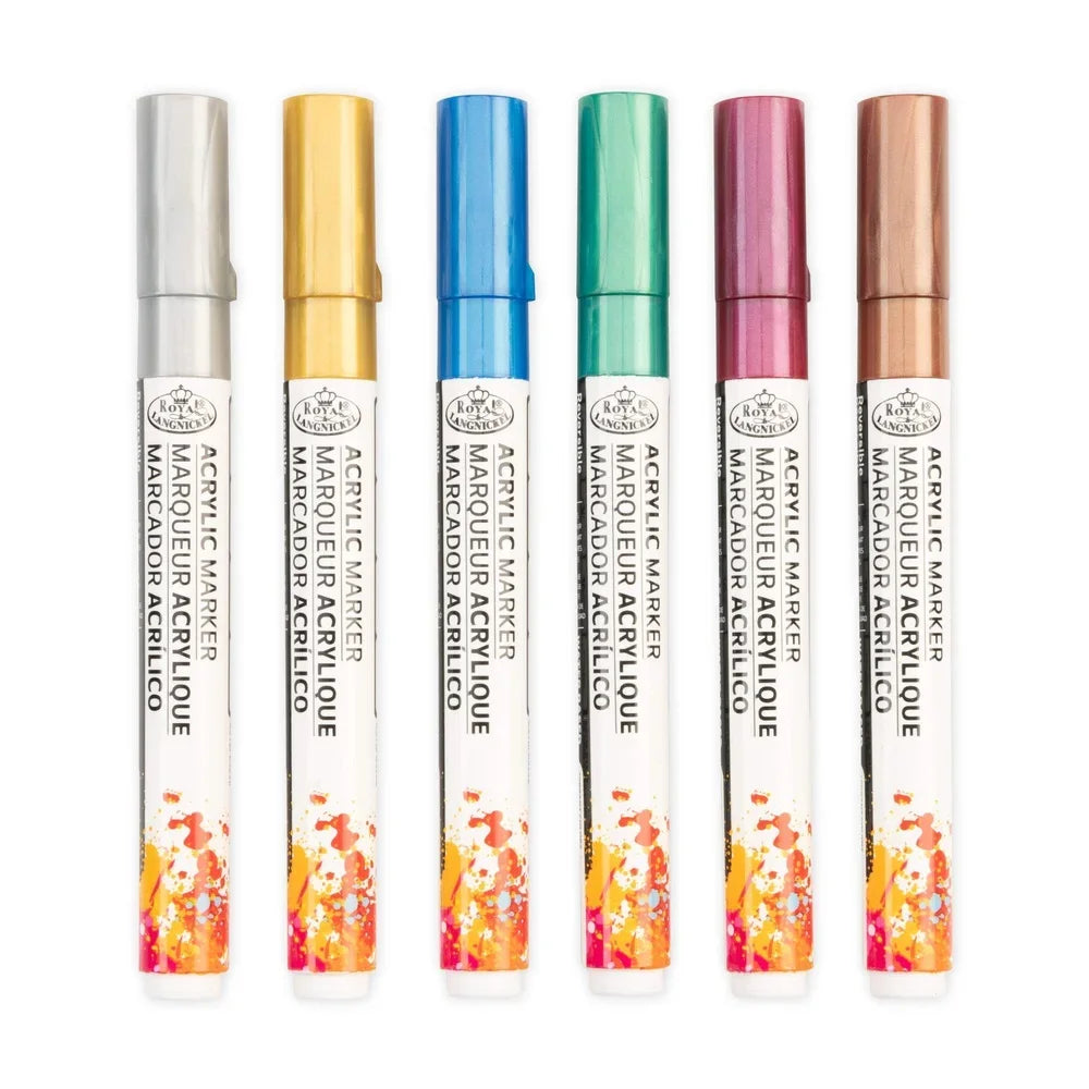 6 Piece Acrylic Metallic Art Markers