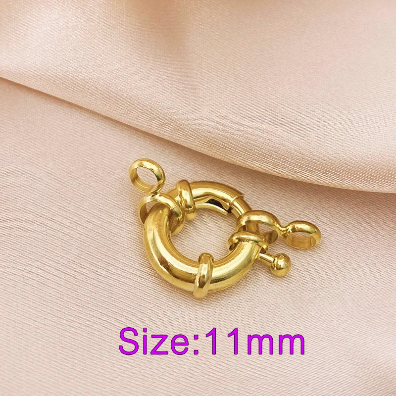 18K Real Gold Color Round Spring Clasps Hooks