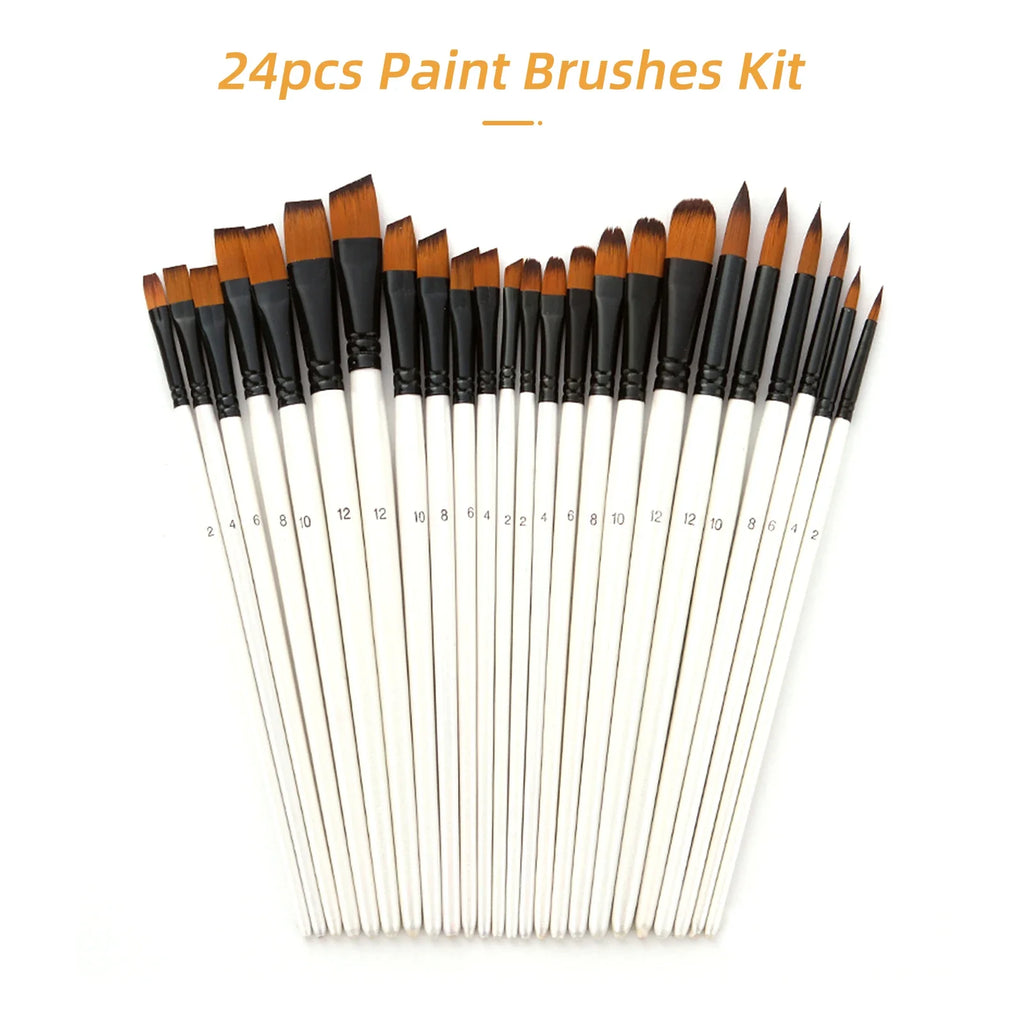 24pcs Round Paint Brush Set