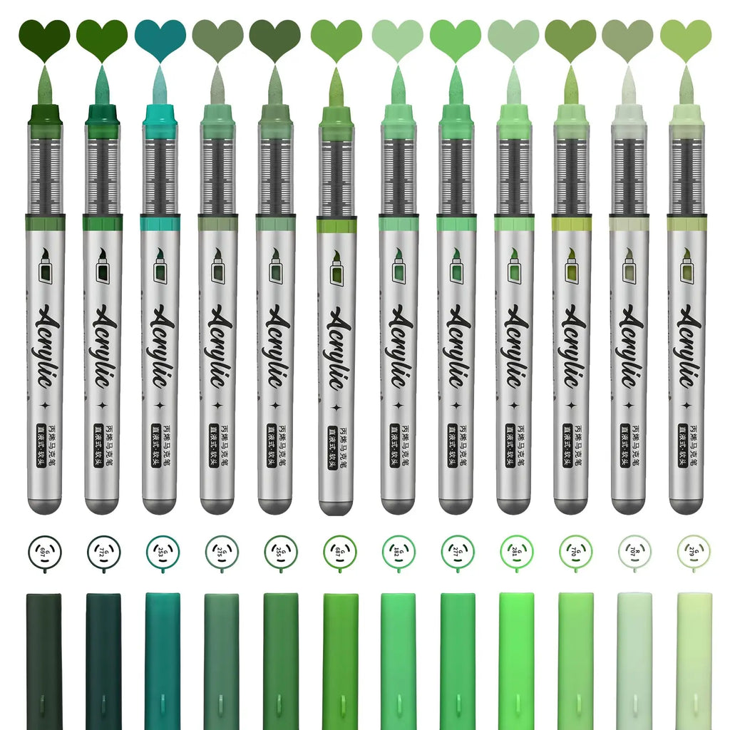 12 pcs Brush Tip Acrylic Paint Pen Set