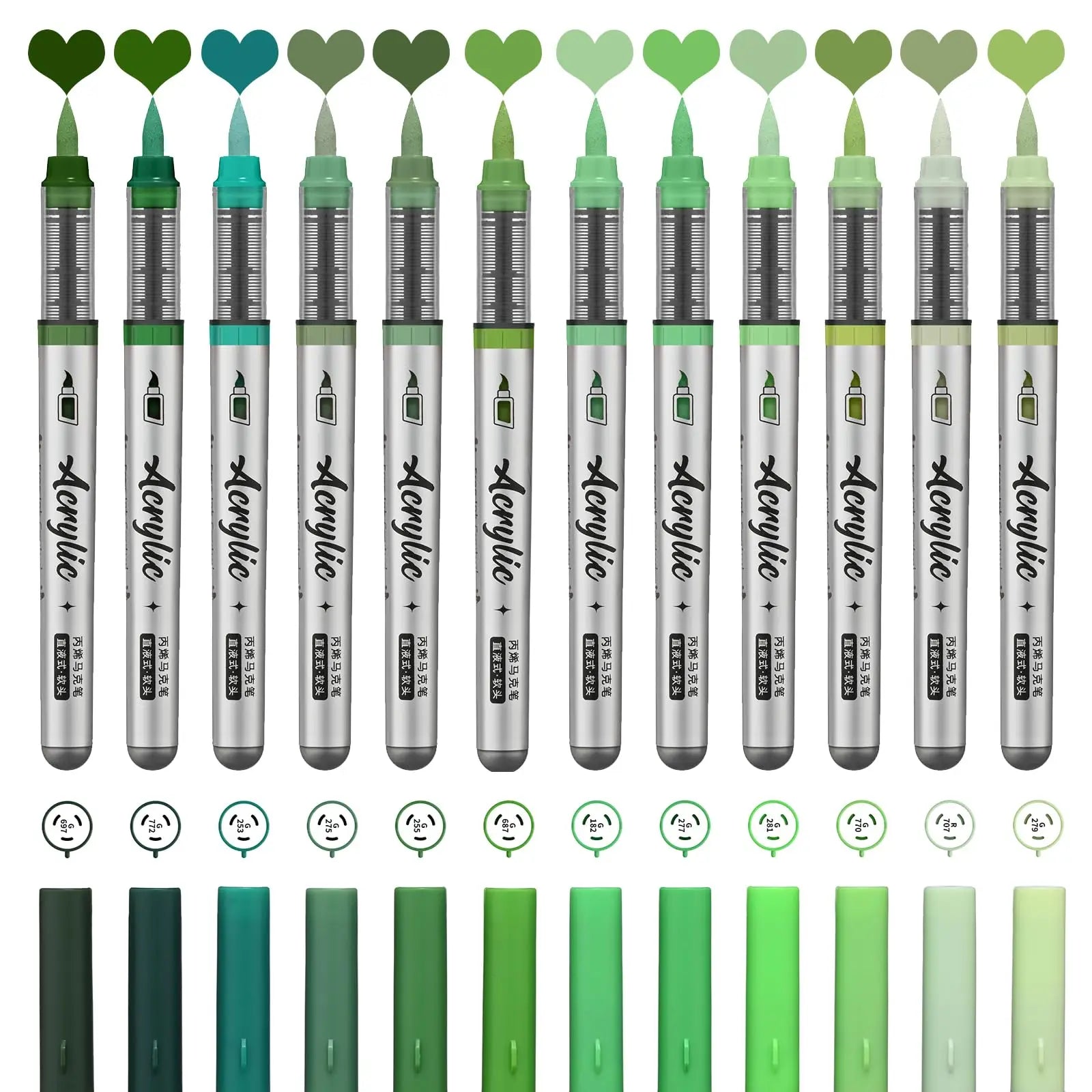 12 pcs Brush Tip Acrylic Paint Pen Set