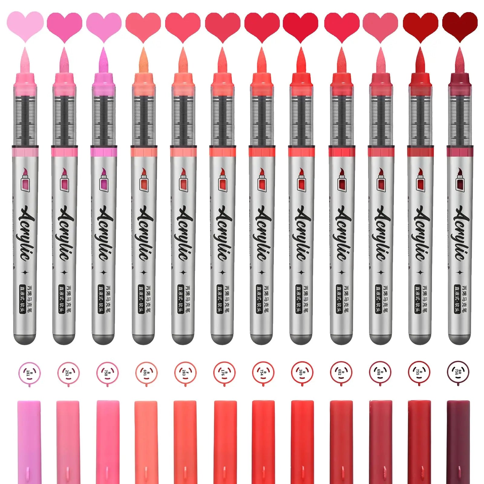 12 pcs Brush Tip Acrylic Paint Pen Set