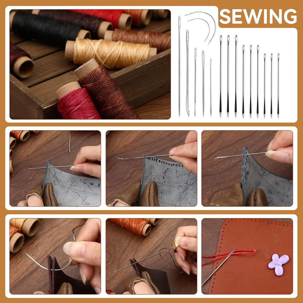 60-Piece Leather Craft Kit with Storage Bag