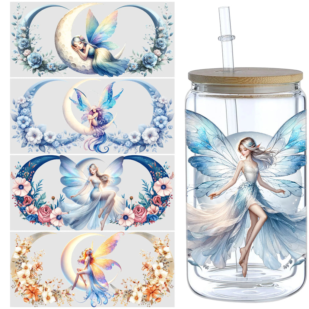 Moon Fairy DTF Glass Cup Stickers