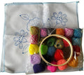 Embroidery Kit with 4 Napkins, 24 Floss Colors, Needle & Hoop