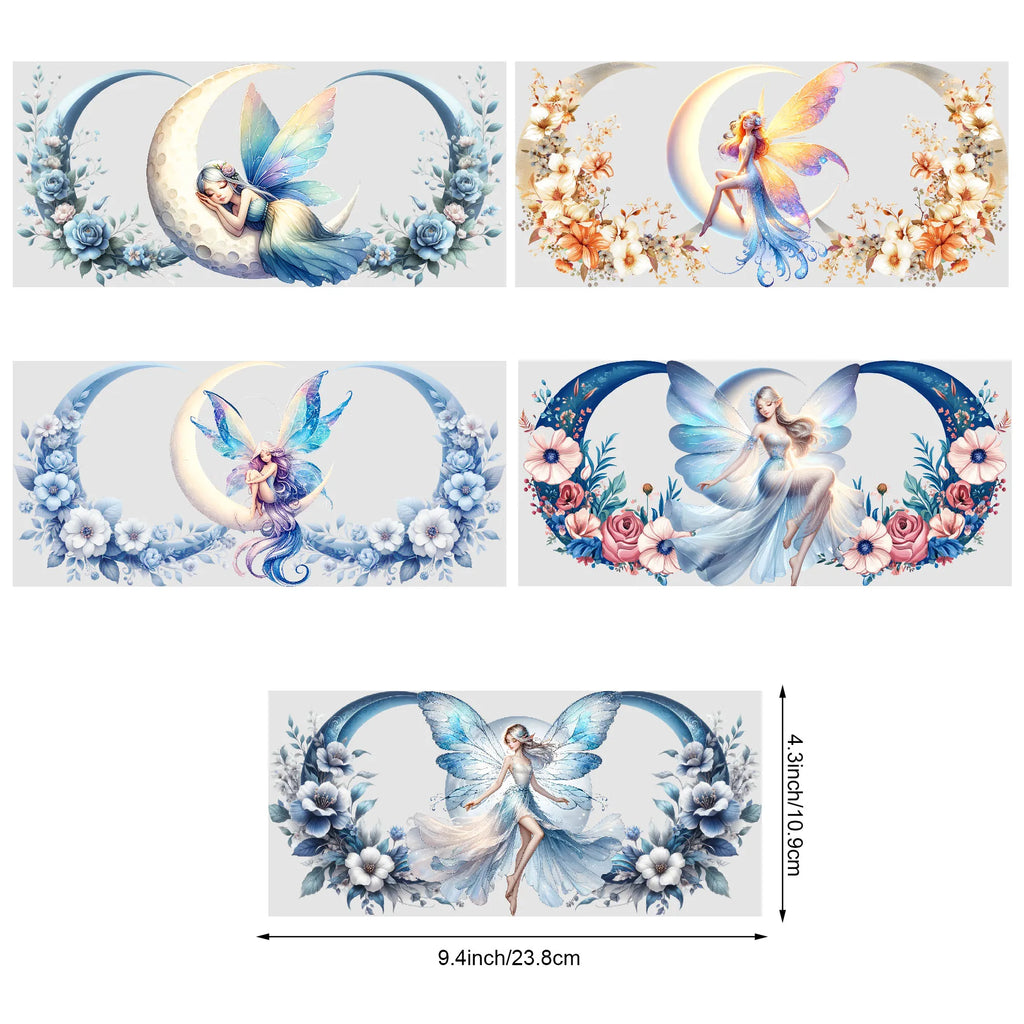 Moon Fairy DTF Glass Cup Stickers