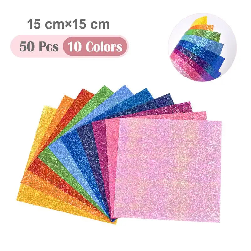 50 pcs - 10 color Square Origami Single-Sided Pearl Paper
