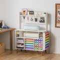 Craft Table with Power Outlet and Storage