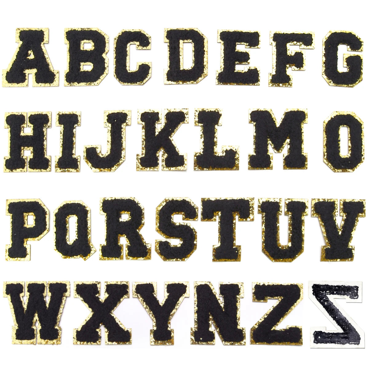 26Pcs English Letter Gold Edged Chenille Patches