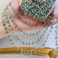 Lake Blue Glass Pendant Tassel Chain