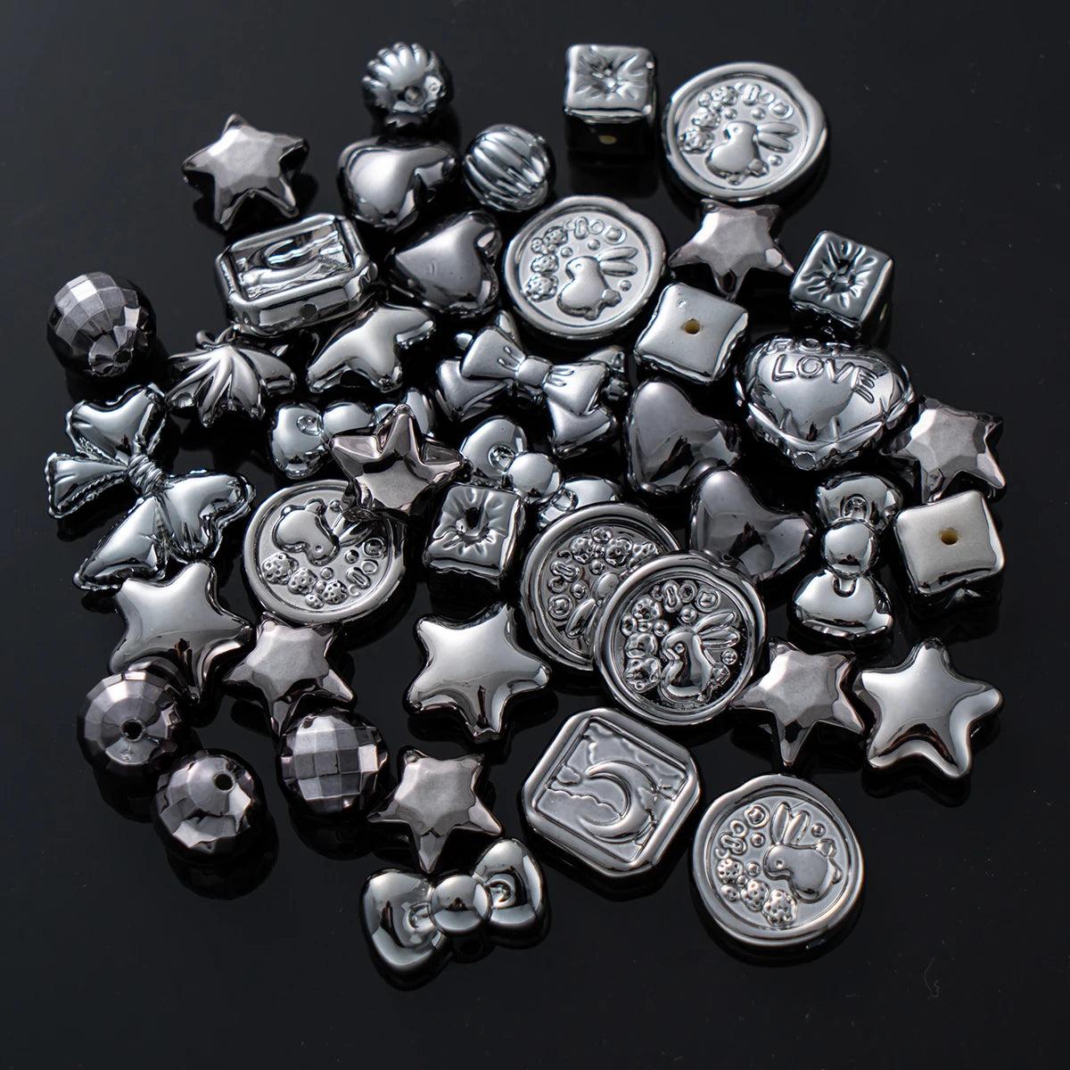 20g Y2K Randomly Mixed Bowknot Flower Heart Acrylic Cute Beads for DIY Necklace Keychain Bracelet Jewelry Craft Making Accessory