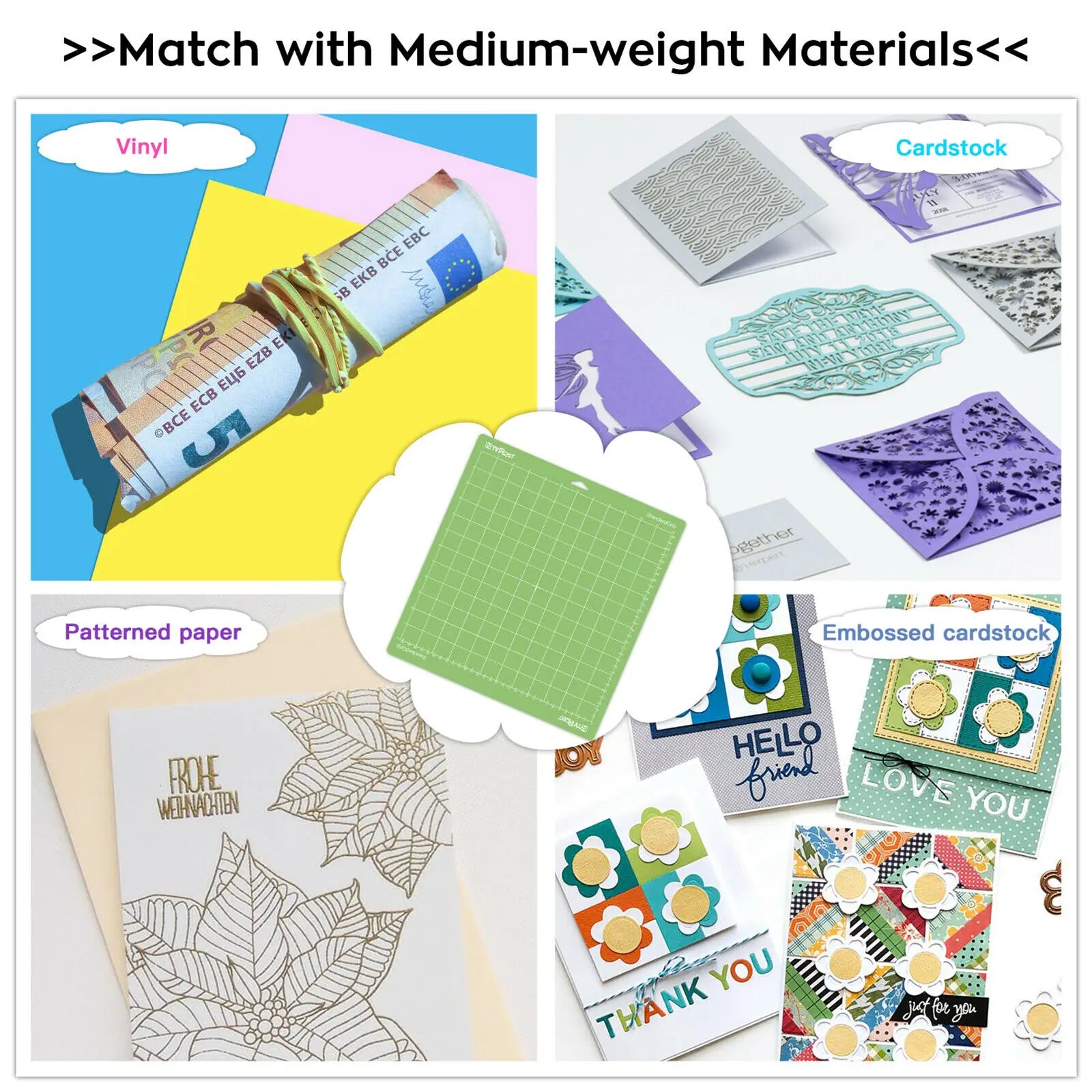 12x12in Green Adhesive Cutting Mat