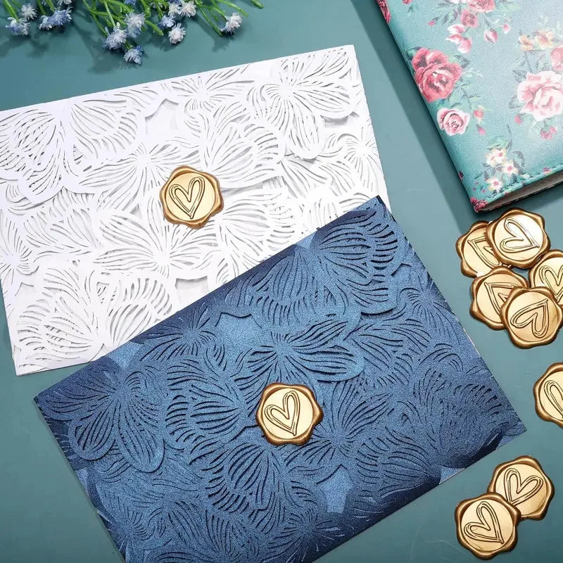 Gold Heart Wax Seal Self-Adhesive Stickers