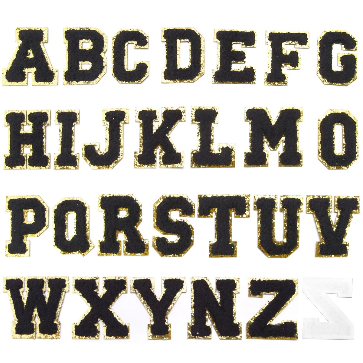 26Pcs English Letter Gold Edged Chenille Patches