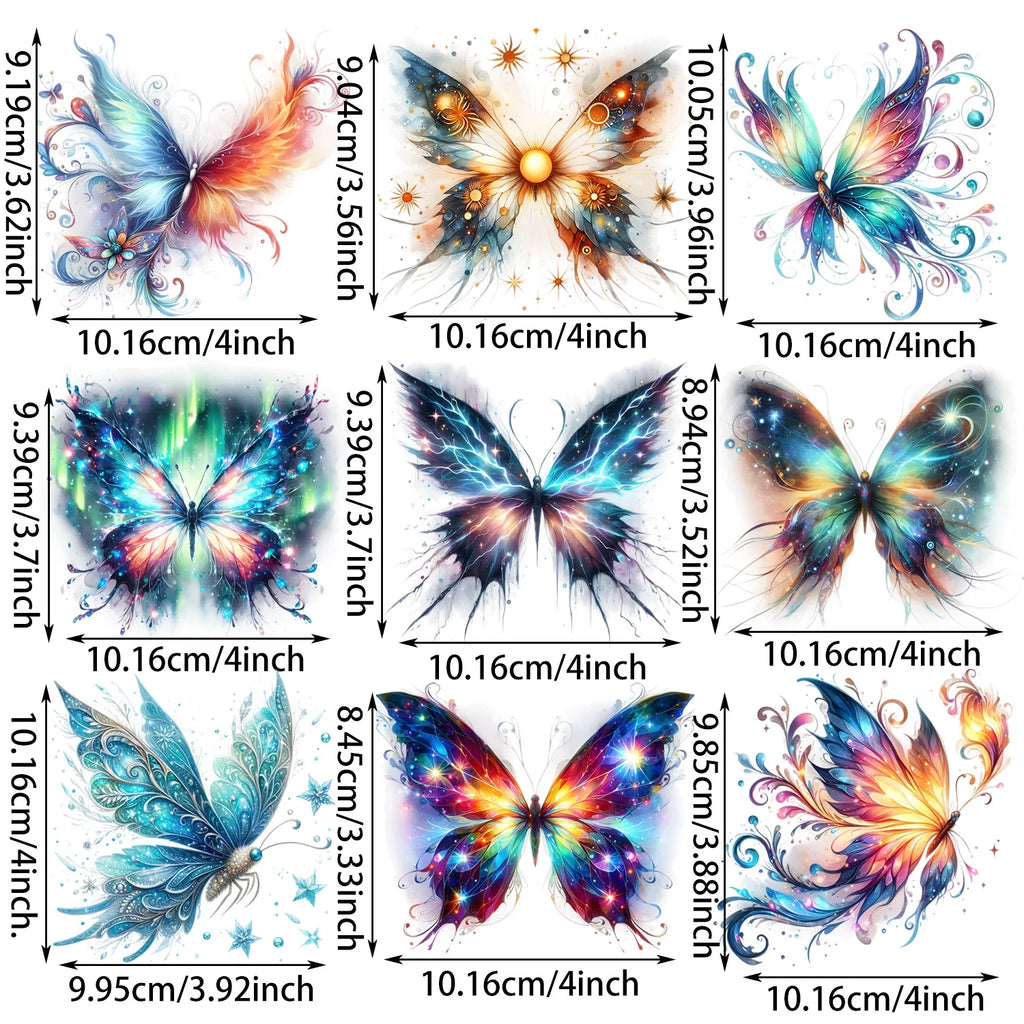 Colorful Butterfly Themed Iron-On Decals