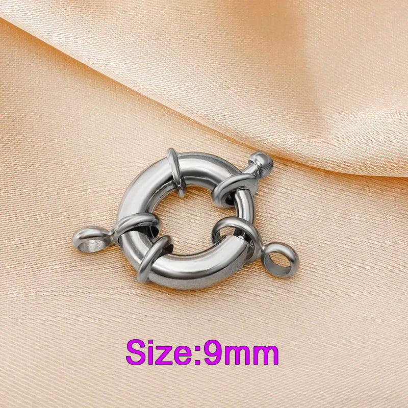 18K Real Gold Color Round Spring Clasps Hooks