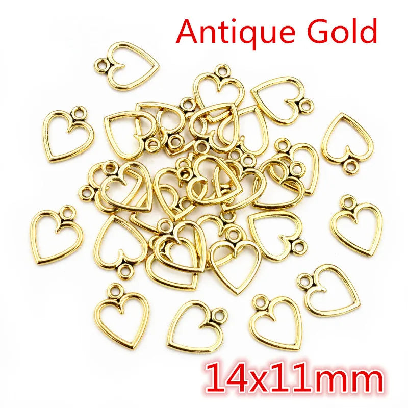 100PCS Hollow Hearts Charms Pendant