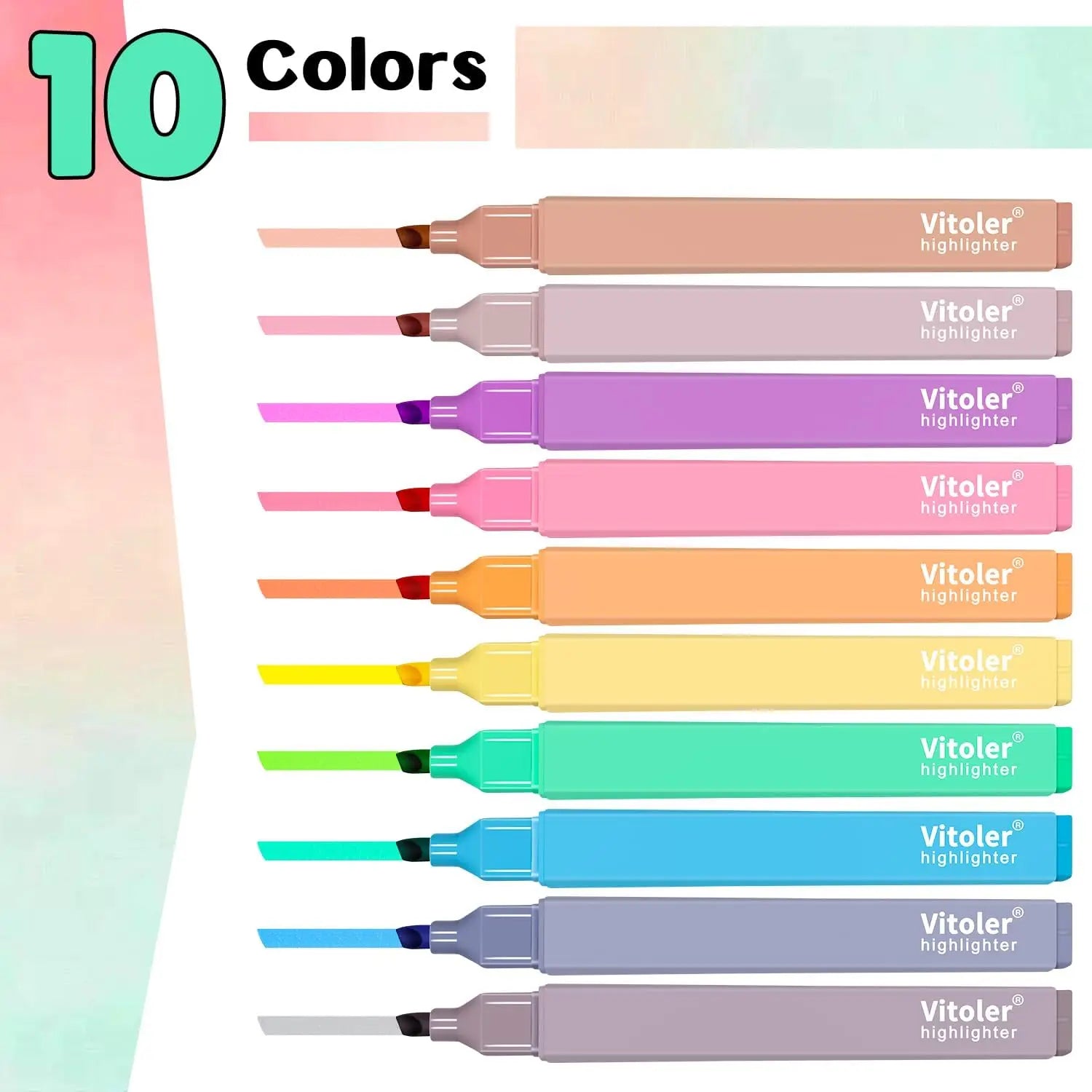 10Pcs Chisel Tip Pastel Highlighters