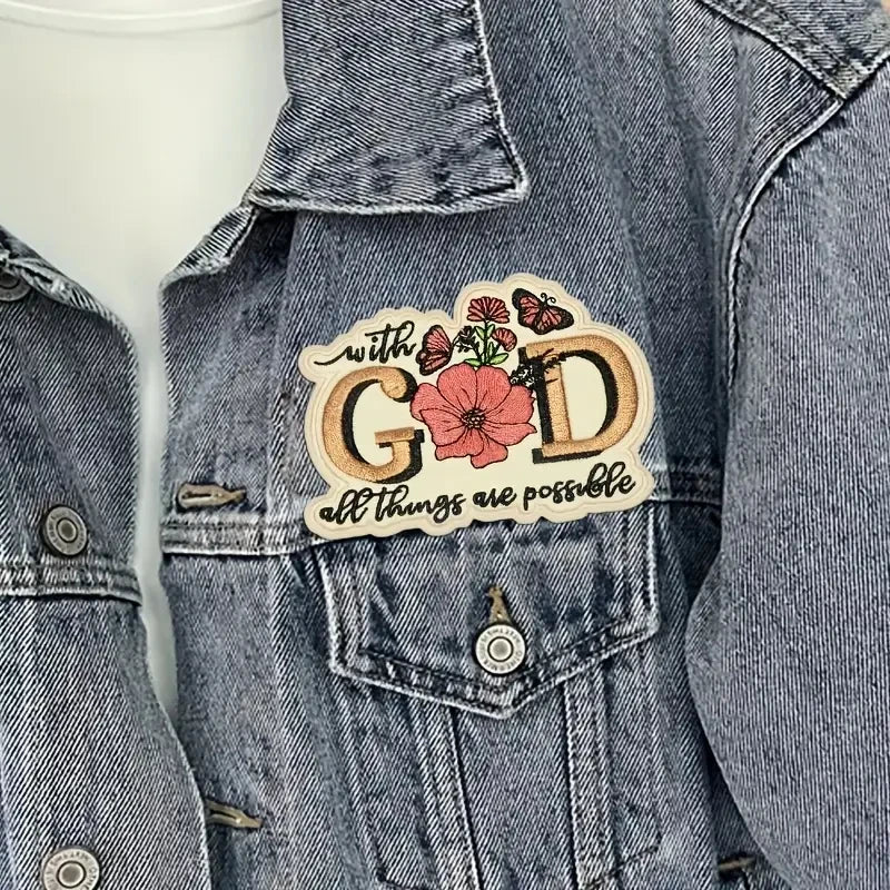 3PCS With God All Things Are Possible Embroidered Patch
