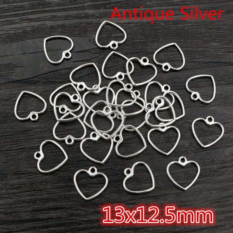 100PCS Hollow Hearts Charms Pendant