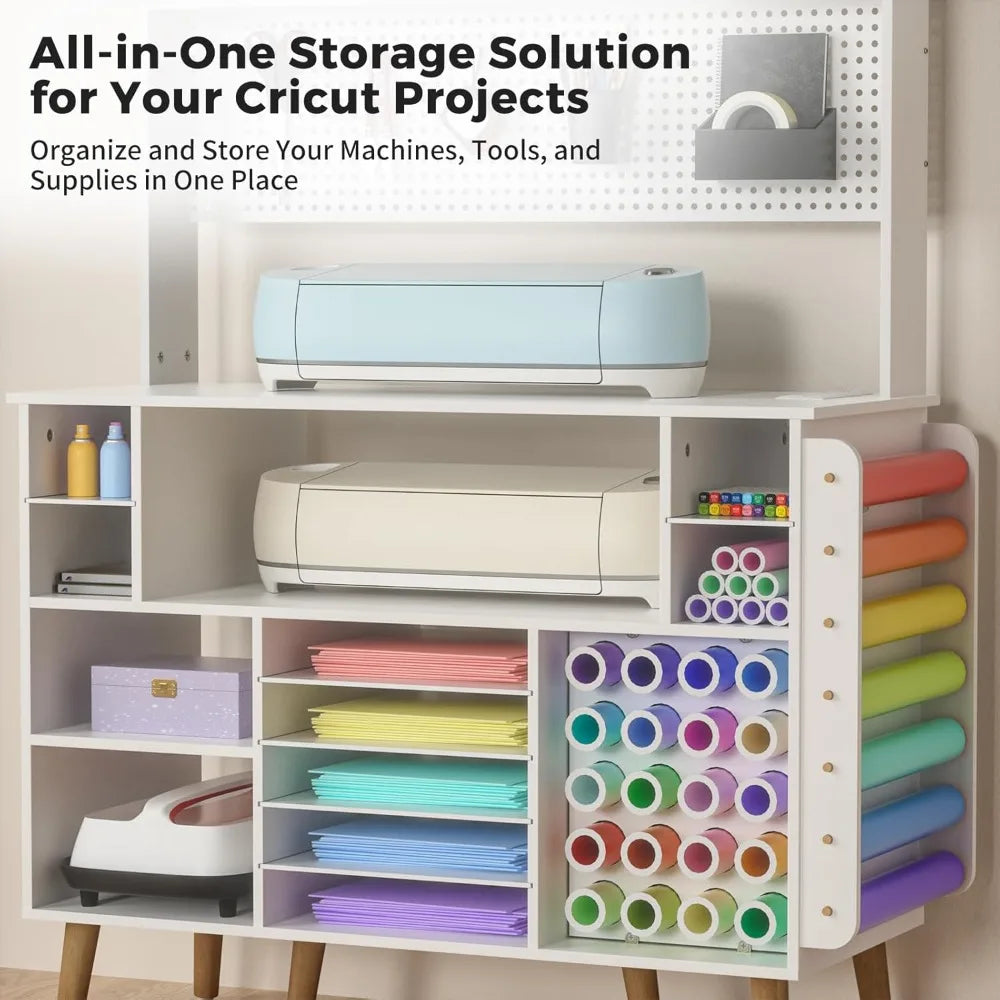 Craft Table with Power Outlet and Storage