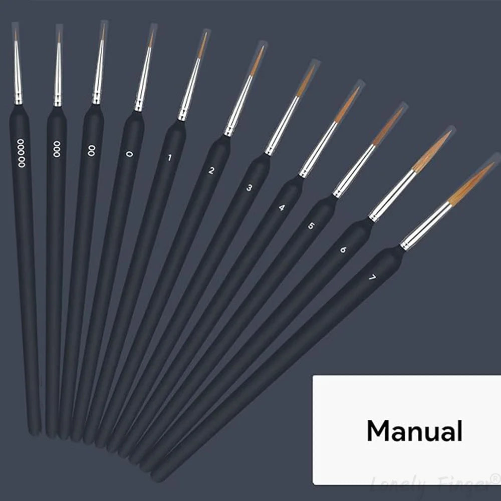 11Pcs Black Detail Paint Brush Set