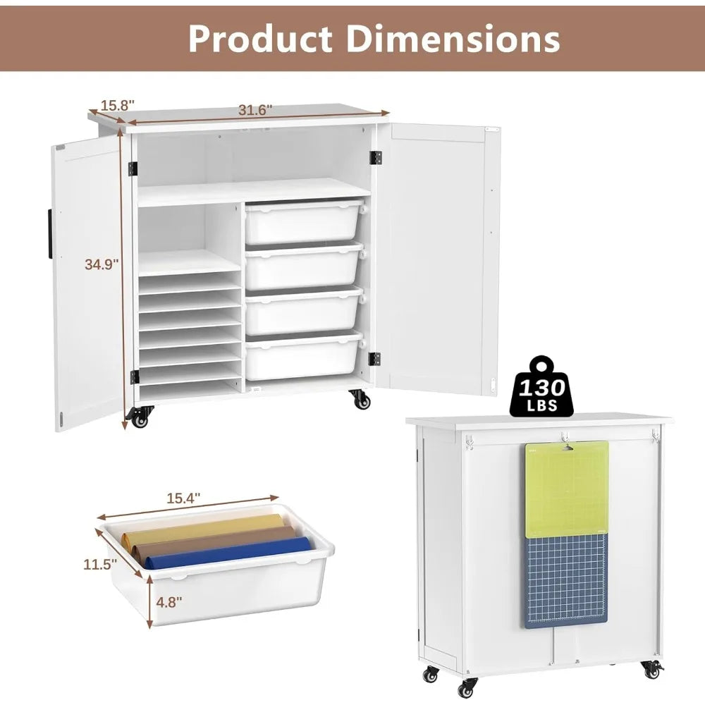 Craft Storage Cart with Drawers & Wheels