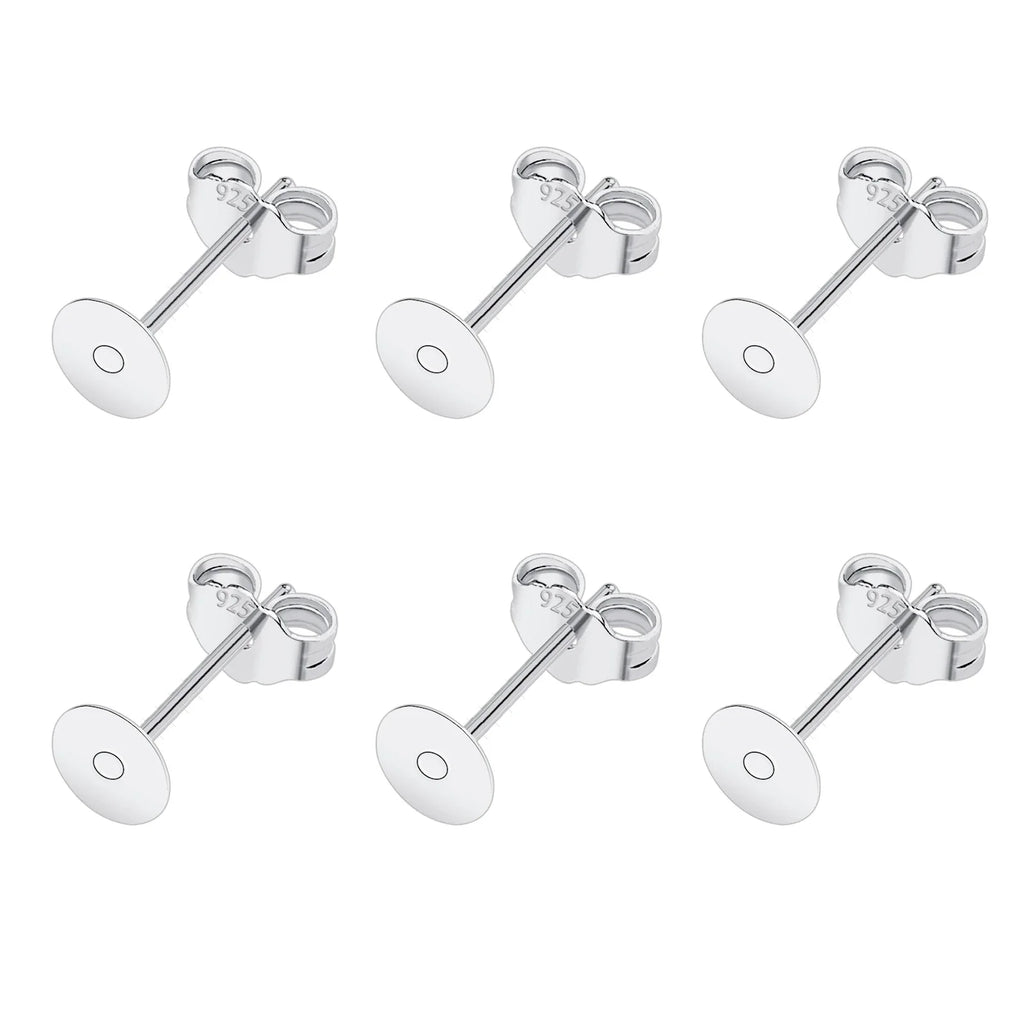 50pcs/Bag 925 Silver Stainless Steel Earring Studs Blank Post Base Pins With Earring Plug Findings Ear Back For Jewelry Making