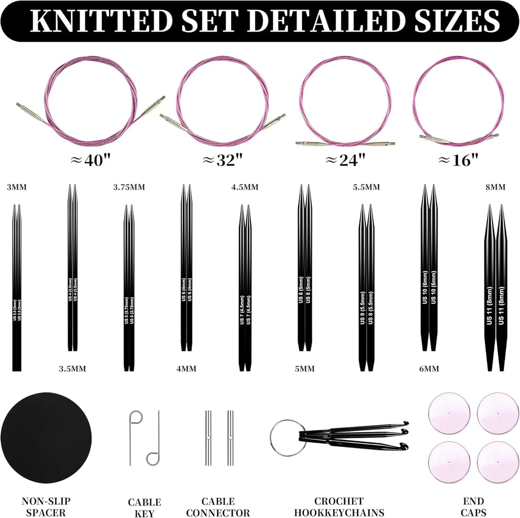 Interchangeable Circular Knitting Needles Set