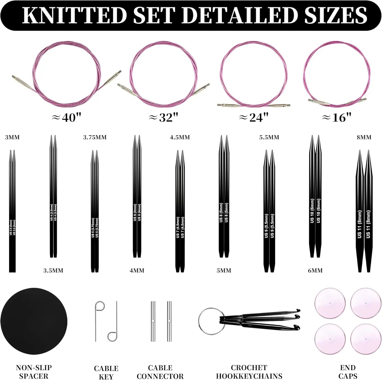 Interchangeable Circular Knitting Needles Set
