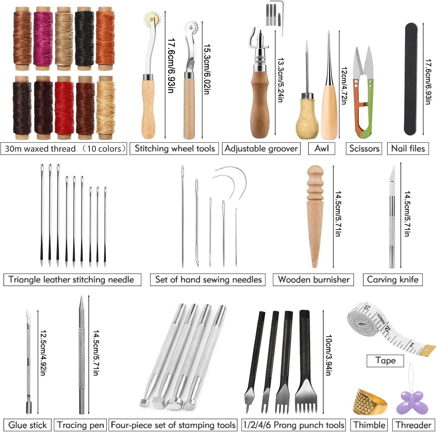 60-Piece Leather Craft Kit with Storage Bag