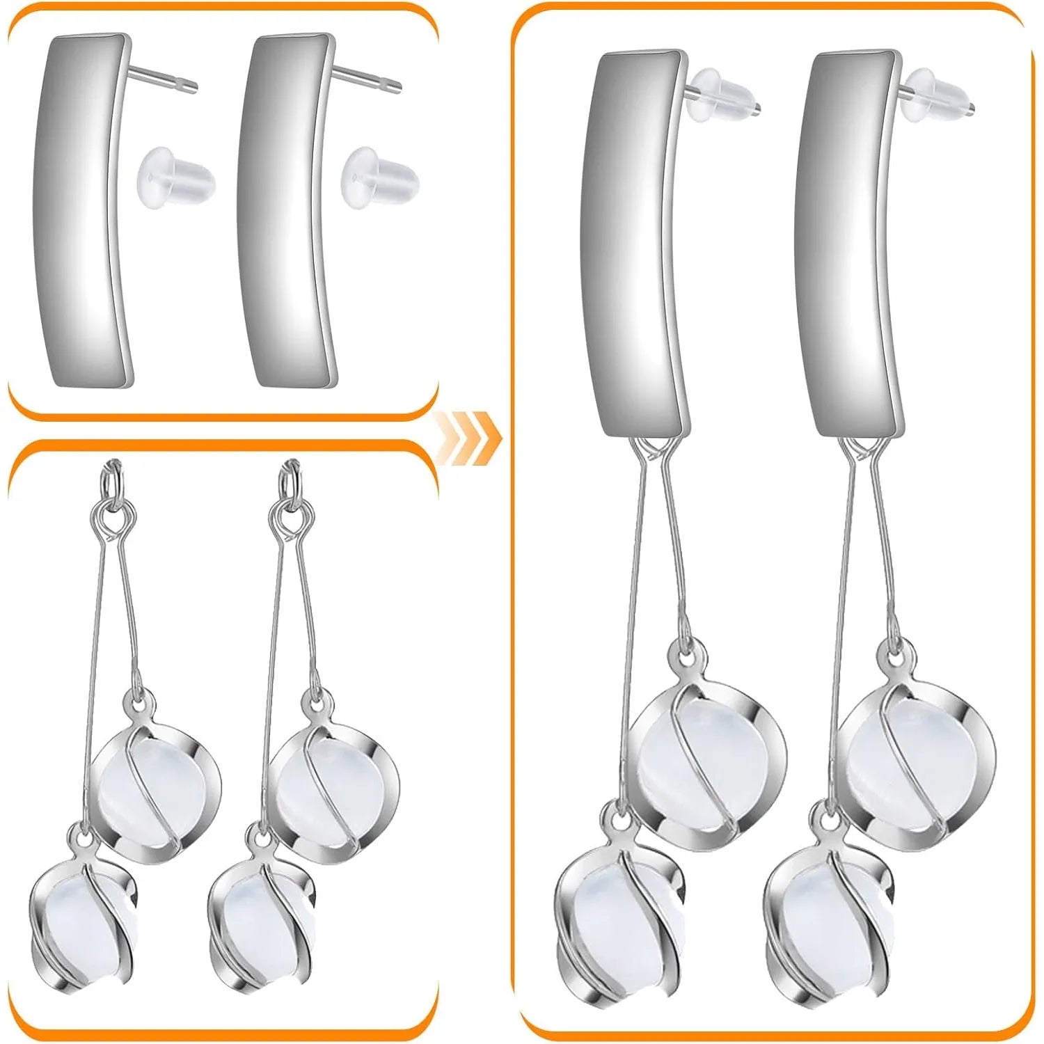 30pcs Flat Blank Earring Posts with Loop