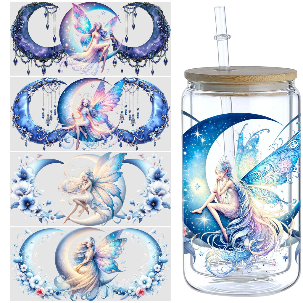 Moon Fairy DTF Glass Cup Stickers