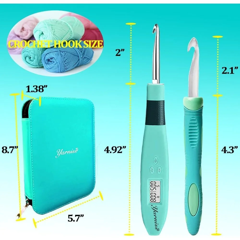 Crochet Hook Set with Digital Counter & Light