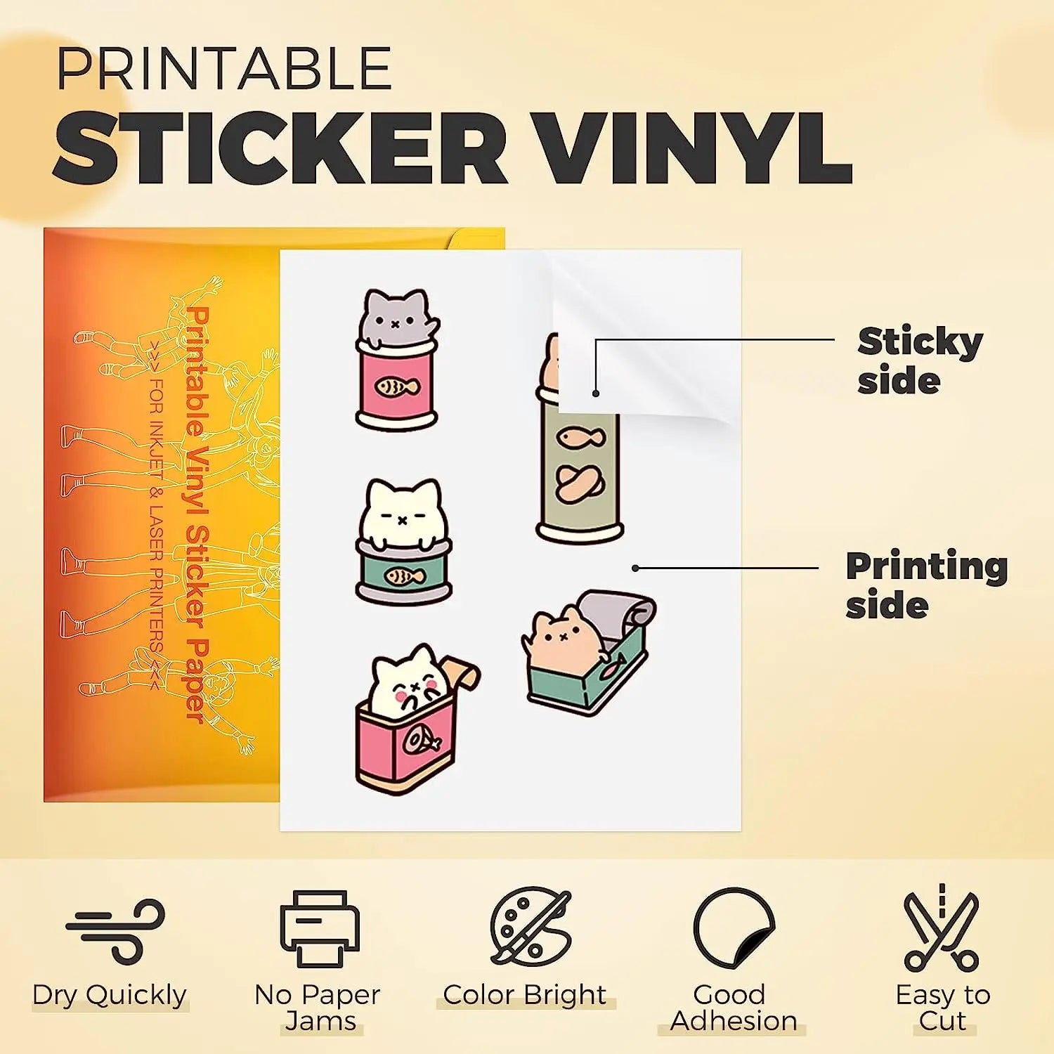 Premium Printable Vinyl Sticker Paper for Inkjet Printer
