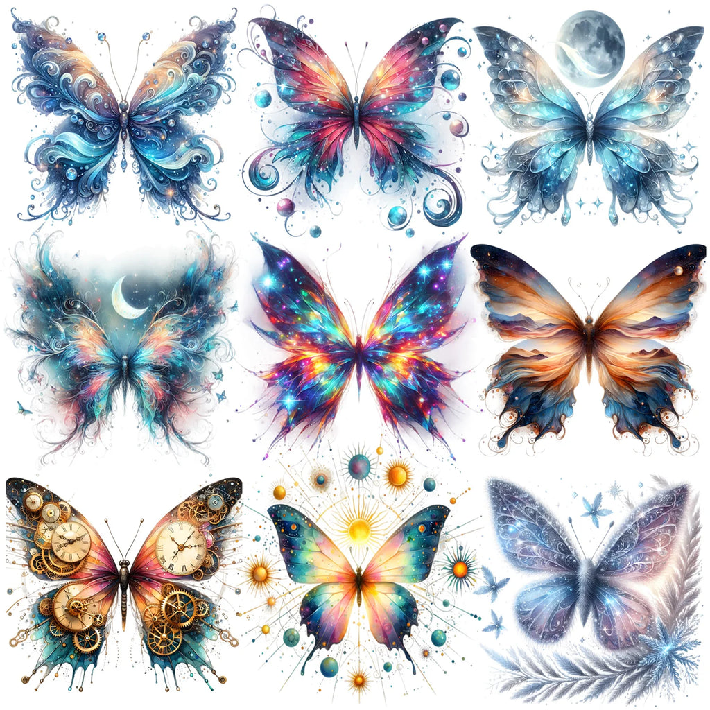 Colorful Butterfly Themed Iron-On Decals