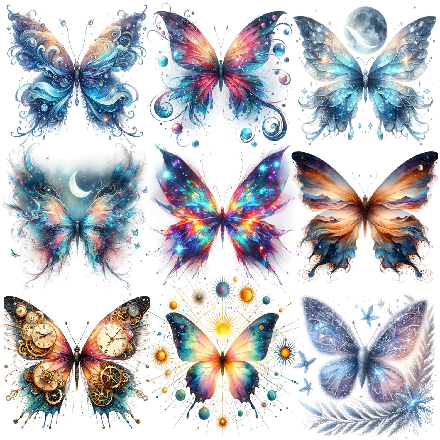 Colorful Butterfly Themed Iron-On Decals